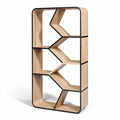 **Innovative Zigzag Wooden Bookshelf Design**