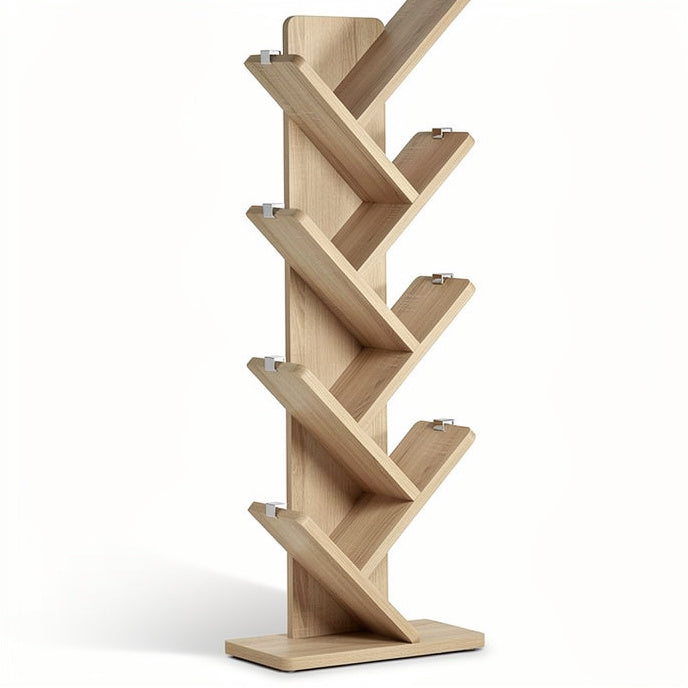 **Innovative Wooden Zigzag Display Stand for Efficient Space Utilization**