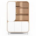 **Contemporary Wood and White Shelving Unit Design**