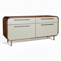 **Modern Minimalist Wooden Sideboard with Sleek Handles**