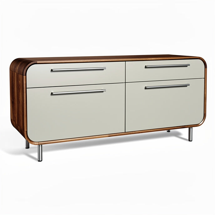 **Modern Minimalist Wooden Sideboard with Sleek Handles**