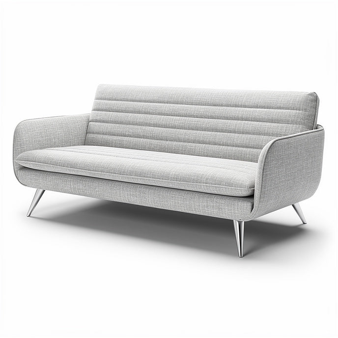 **Mid-Century Modern Gray Sofa with Sleek Legs**